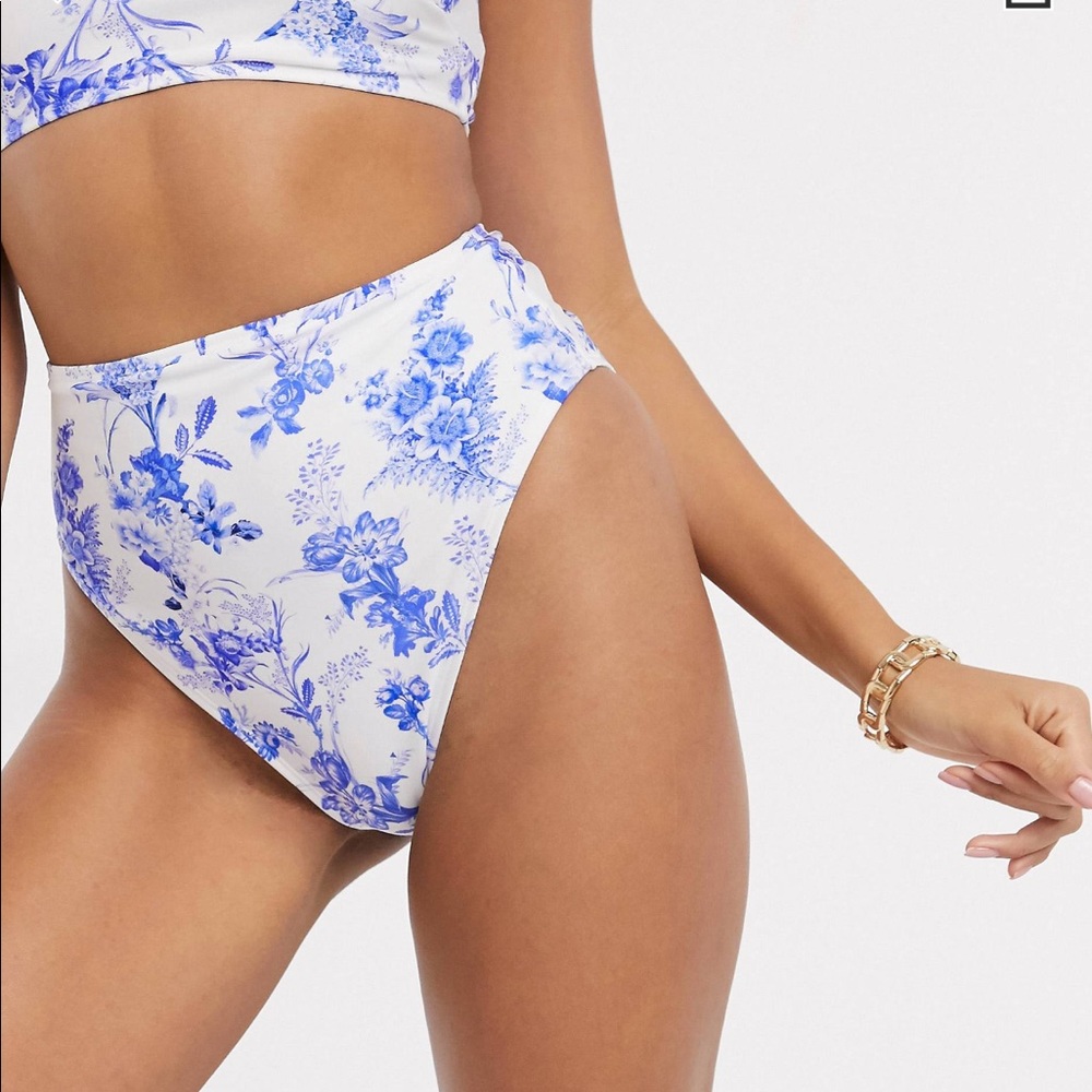 ASOS DESIGN High waist swim bottoms in floral